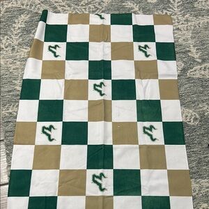 Tan and Green Geometric Beach Towel